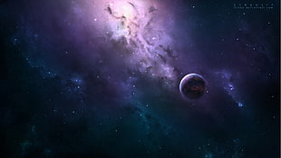 Milky Way wallpaper, space, space art, planet, nebula