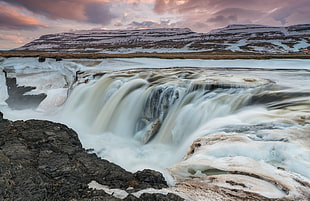 white waterfalls, hvammstangi, iceland