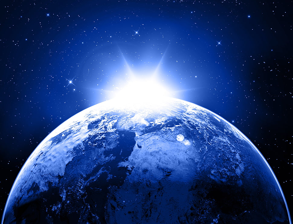 blue and white abstract painting, planet HD wallpaper