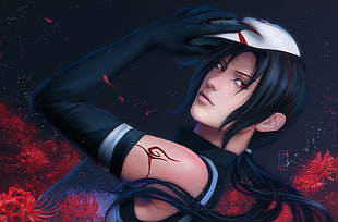 black haired anime character, fantasy art, artwork, Uchiha Itachi, Naruto Shippuuden