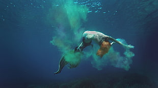 white mermaid on underwater