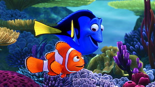 Dory and Nemo digital wallpaper, movies, Finding Nemo, animated movies
