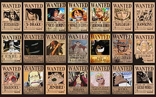 One Piece character wanted poster collage photo HD wallpaper