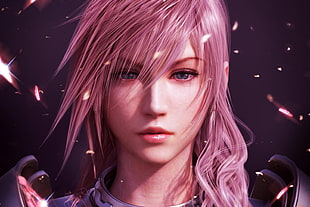 pink-haired female character illustration, video games, Claire Farron, Final Fantasy XIII, pink hair