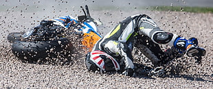 white, red, and black full-face helmet, crash, motorcycle, ultra-wide