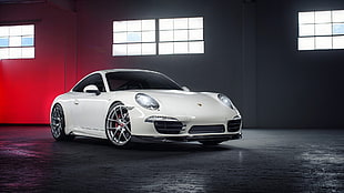 white Porsche 911 coupe, car