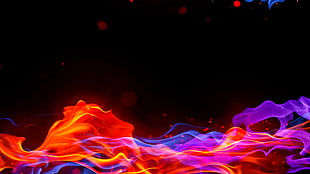 red and blue flame digital wallpaper