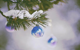 blue baoble, Christmas ornaments  HD wallpaper