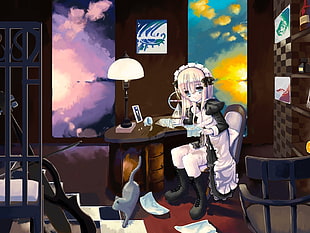 anime sitting on bench HD wallpaper