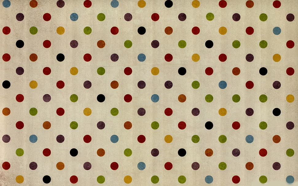 white and multicolored polka-dotted textile HD wallpaper