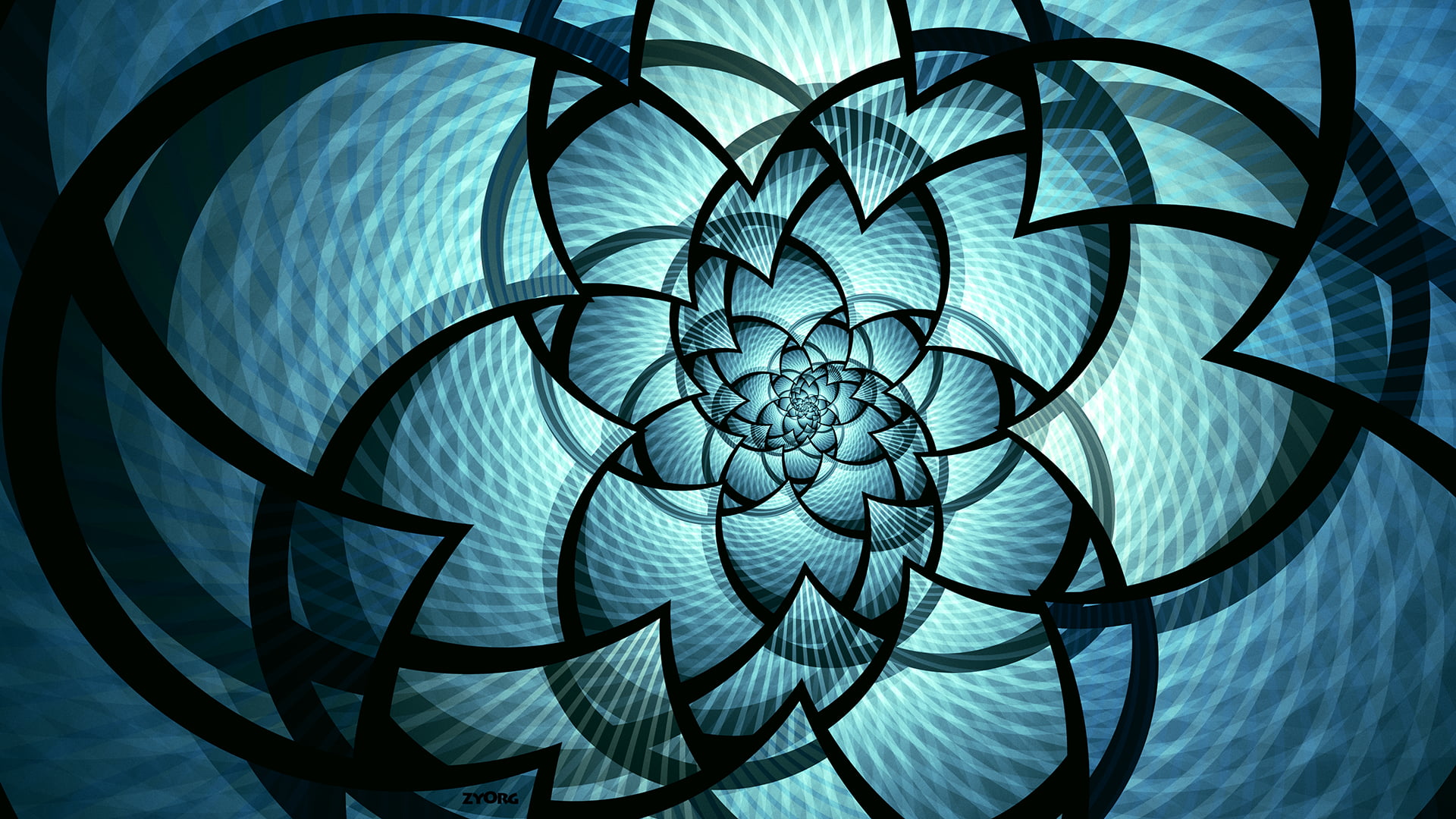 Blue and black mandala flower illustration, abstract, fractal, shapes HD  wallpaper | Wallpaper Flare