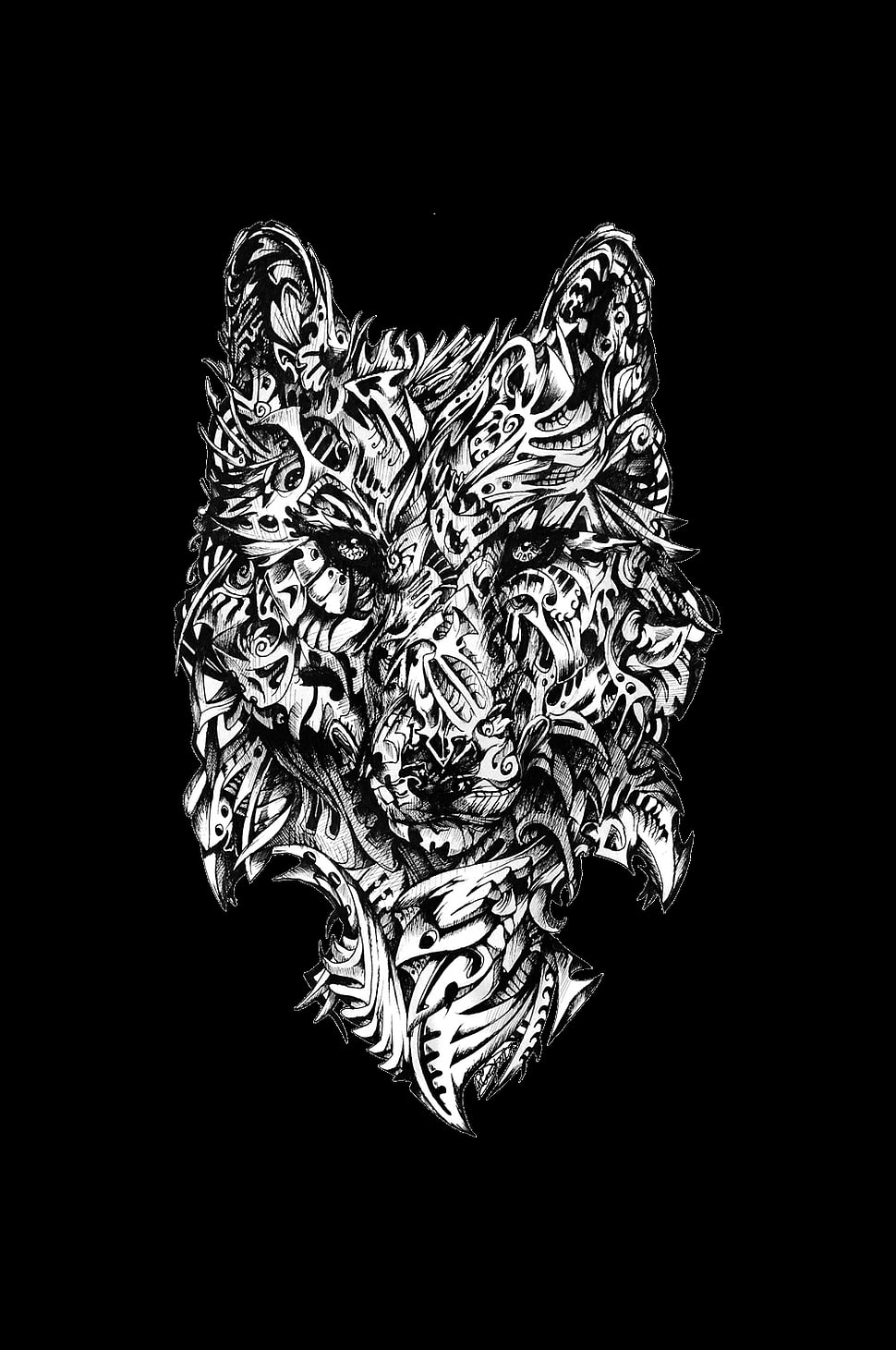 wolf illustration, wolf, portrait display HD wallpaper