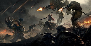 game digital wallpaper, futuristic, Warhammer 40,000, war, soldier HD wallpaper