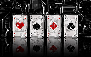 white and black wooden cabinet, playing cards, heart, spades, diamonds HD wallpaper