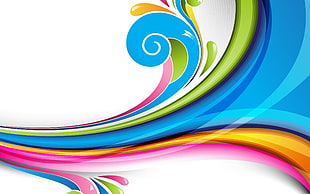 multicolored wave wallpaper, vector art, wavy lines, colorful