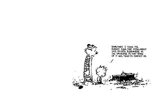 illustration, Calvin and Hobbes, simple background