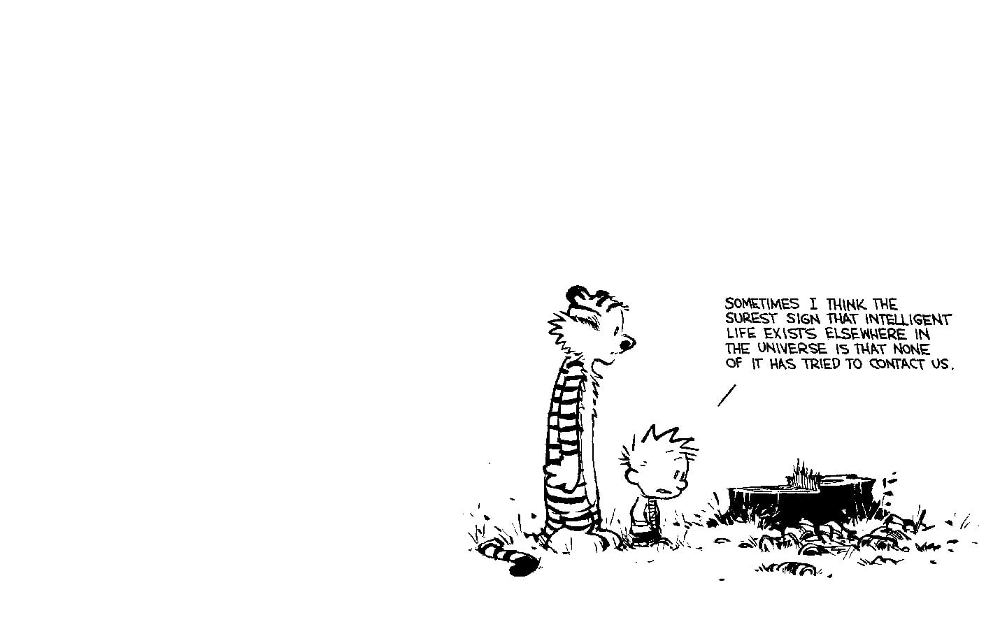 Illustration Calvin And Hobbes Simple Background Hd Wallpaper