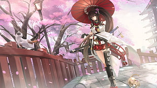 female anime with katana sword HD wallpaper, Kantai Collection HD wallpaper