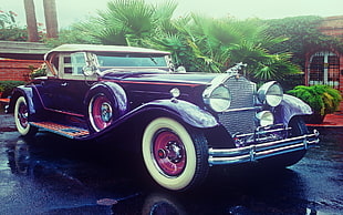 vintage purple car, car, Oldtimer, vehicle