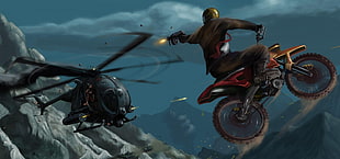 man riding black and red motorcycle