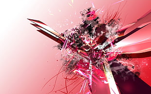 pink anime robot character illustration HD wallpaper