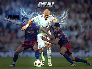 Real soccer digital wallpaper, soccer, Pepe, David Villa, Sergio Busquets