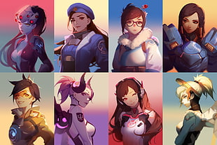eight Overwatch female characters wallpaper