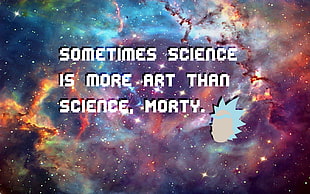 heavenly bodies with text overlay illustration, Rick and Morty, galaxy, space, science HD wallpaper