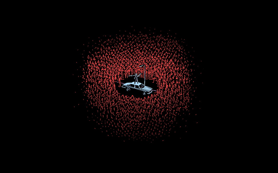 white car illustration, threadless, simple, zombies, minimalism HD wallpaper
