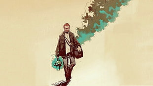 man in black jacket carrying black crossbody bag painting, Walter White, Heisenberg, Breaking Bad, artwork HD wallpaper