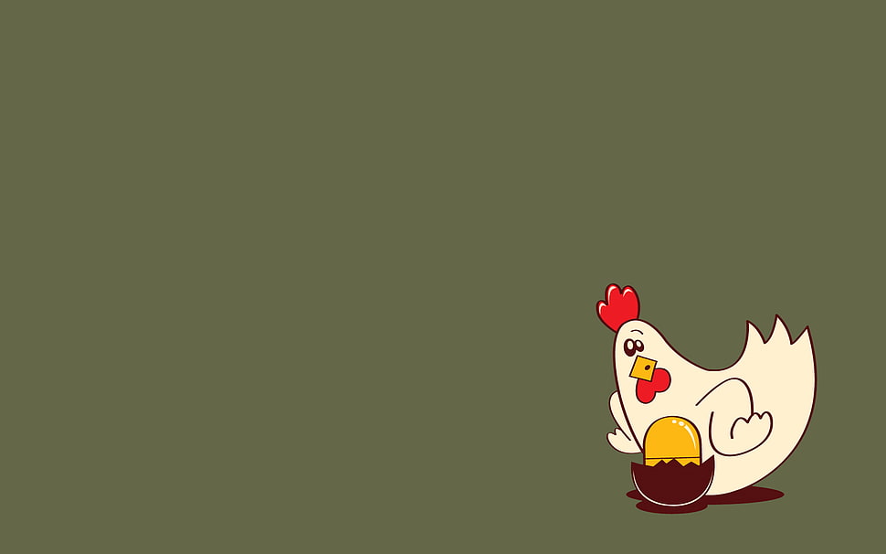 white hen clip-art, threadless, minimalism, humor, surprised HD wallpaper