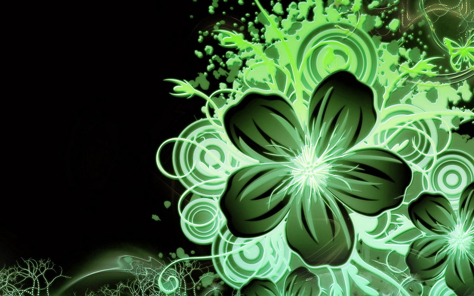 green flower digital wall paper HD wallpaper