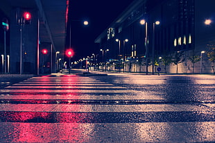 macro shot of pedestrian lane, city, night, lights