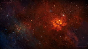 red and black galaxy, space, space art, nebula, stars HD wallpaper