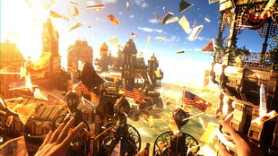 wrecked city wallpaper, BioShock Infinite, video games