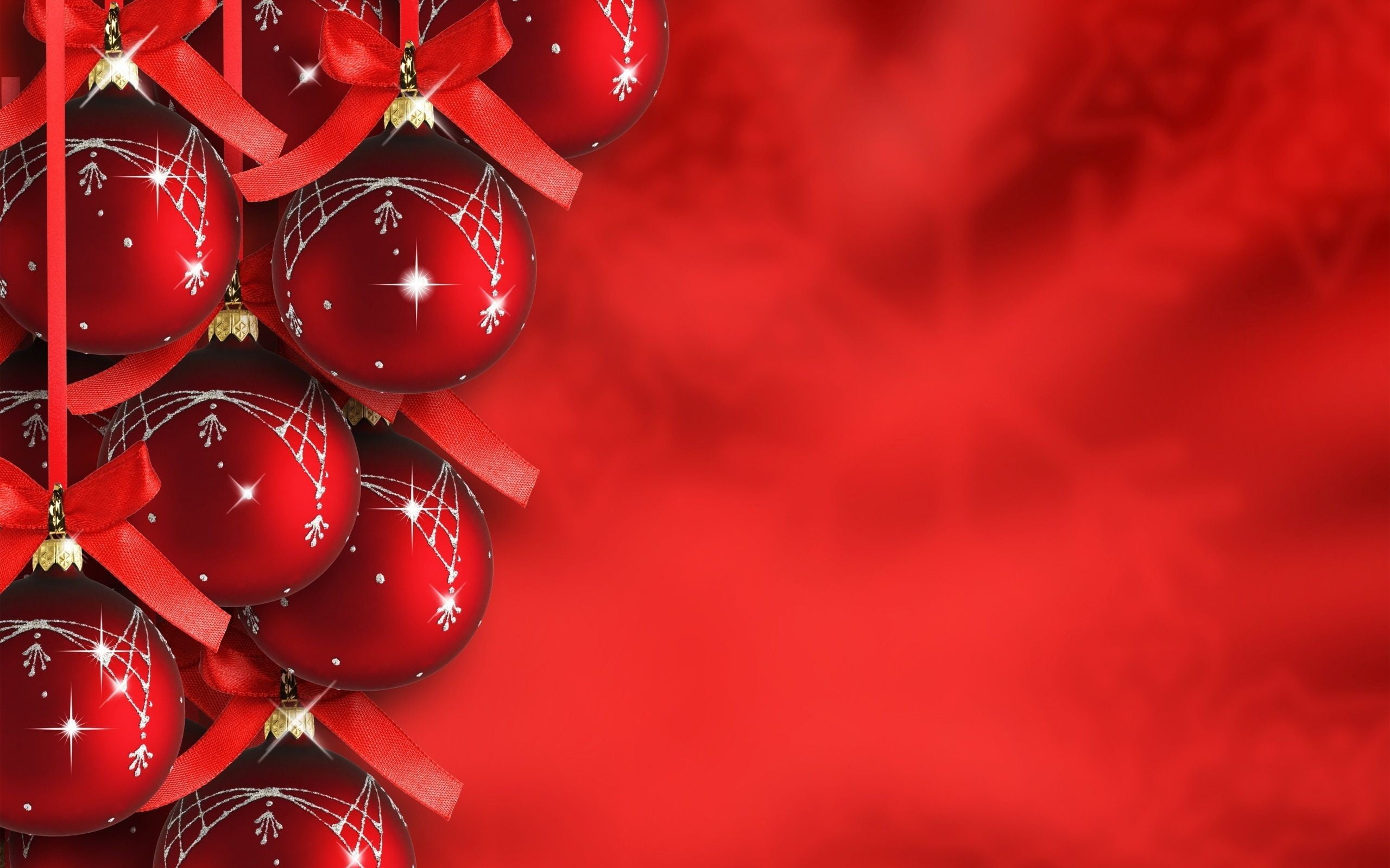 red Christmas baubles wallpaper, Christmas