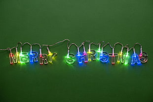 multicolored Merry Christmas LED light, Christmas, lights, light bulb