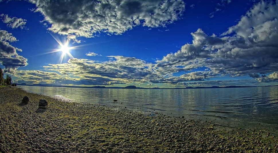 landscape illustration of beacg HD wallpaper
