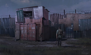 orange intermodal container, The Last of Us, concept art, video games, apocalyptic HD wallpaper