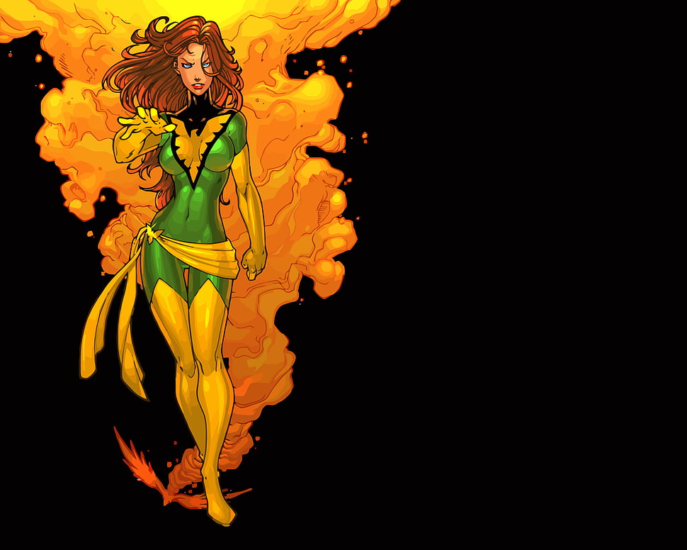 Jean Grey illustration, X-Men, Jean Grey, phoenix, superheroines HD wallpaper