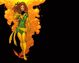 Jean Grey illustration, X-Men, Jean Grey, phoenix, superheroines