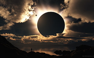 solar eclipse digital wallpaper, eclipse , sunlight, sky