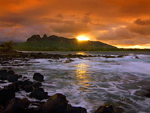 seashore photo shot during sunset