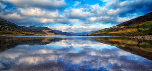 reflection photography of clouds on body of water