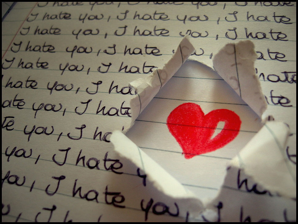 black line paper, love, heart HD wallpaper