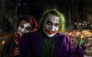 The Joker digital wallpaper, Joker, Harley Quinn, DC Comics, artwork