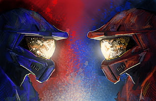 blue and red soldier digital wallpaper