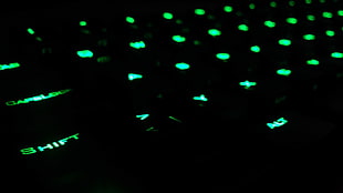 black and green computer keyboard, mechanical keyboard, keyboards, LEDs, dark HD wallpaper