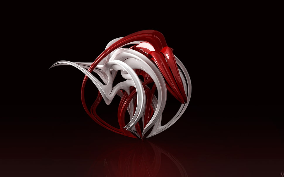 white and red 3D effect HD wallpaper