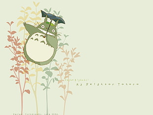 green and white animal illustration, My Neighbor Totoro, Totoro, Studio Ghibli